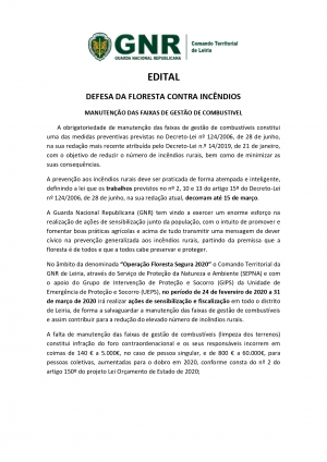 Aviso - Manutenção das Faixas de Gestão de Combustível