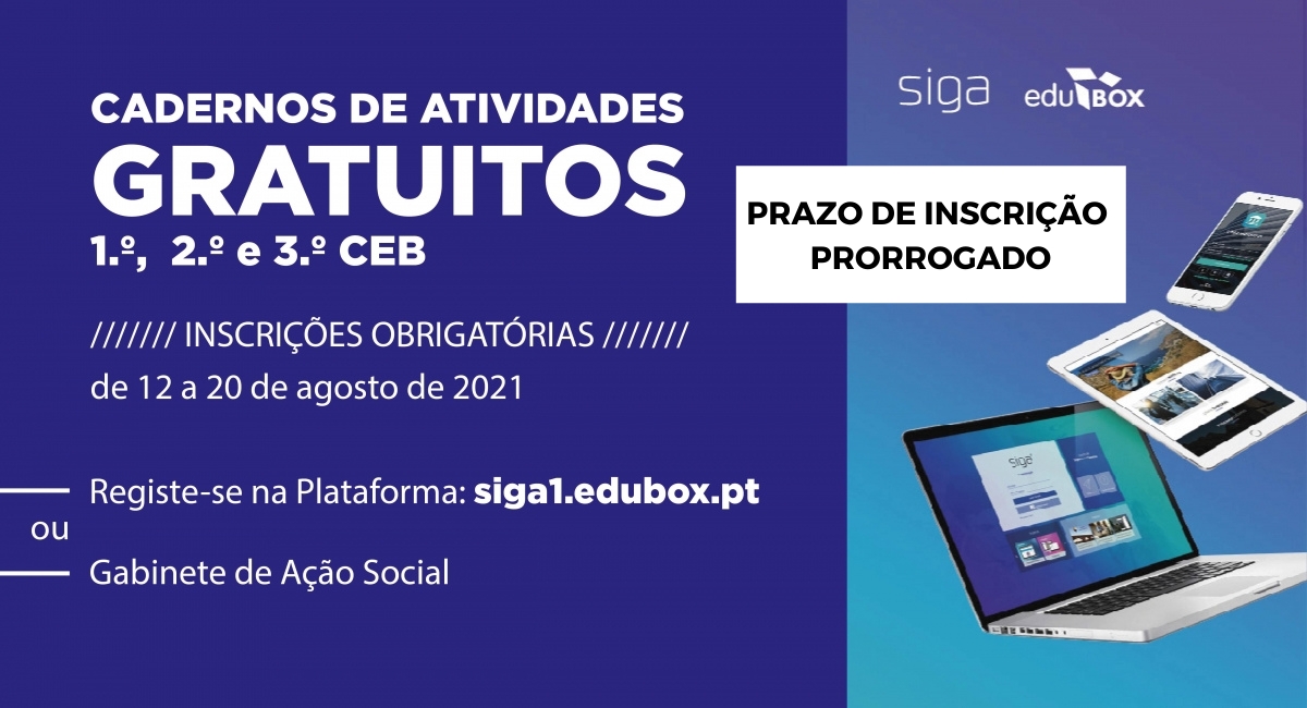 Gratuitidade dos cadernos de atividades aos alunos do 1.º, 2.º e 3.º CEB – Prazo de Inscrição Prorrogado