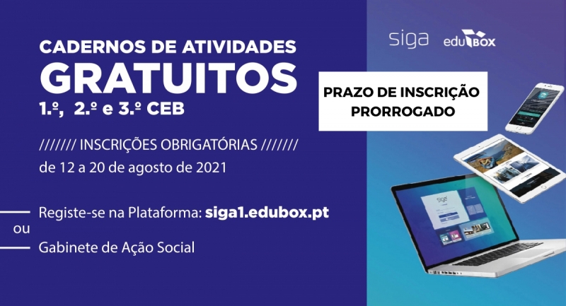Gratuitidade dos cadernos de atividades aos alunos do 1.º, 2.º e 3.º CEB – Prazo de Inscrição Prorrogado